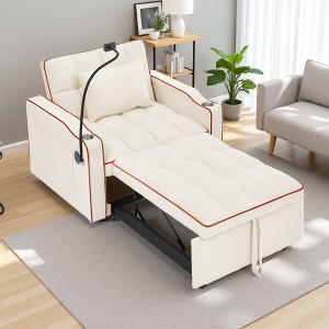 Convertible Sleeper Chair Sofa Bed with Adjustable Back, USB & Cup Holder - 1 of 4