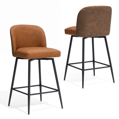 Crestlive Products 2pc High-grade Swivel Indoor Bar Stool with Metal Footrest