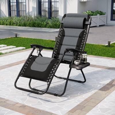 Captiva Designs Patio Zero Gravity Free Padded Seat Recliner with Cup Holder & Alloy Steel Frame - Gray