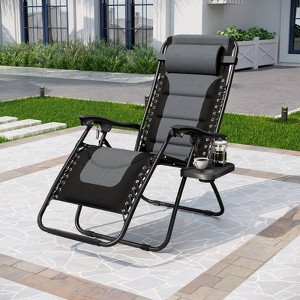 Captiva Designs Patio Zero Gravity Free Padded Seat Recliner with Cup Holder & Alloy Steel Frame - Gray - 1 of 4