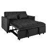 Okak Modern 3-in-1 Pull-out Sofa Bed Convertible Loveseat Sleeper Couch Futon with Pillows & Reclining Backrest for Living Room Office, Black - 3 of 4