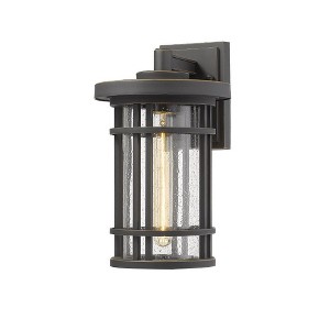 Jordan Aluminum Outdoor Wall Light - 8" x 13.5" - Dimmable, Wet Rated, 1 Bulb, Black Finish - 1 of 3
