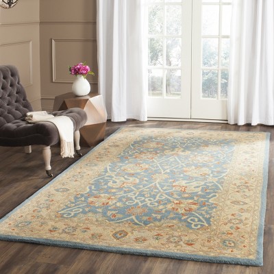 Handmade Tufted Blue Wool Area Rug, 8'3" x 11'