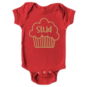 The Juniper Shop Stud Muffin Plain Baby Short Sleeve Bodysuit - 6M - Red - 1 of 4