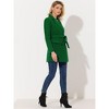 INSPIRE CHIC Women's Notch Lapel Double Breasted Belted Mid Long Outwear Winter Coat - 3 of 4