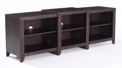 Dark Walnut Low-Profile Media Console with Electric Fireplace