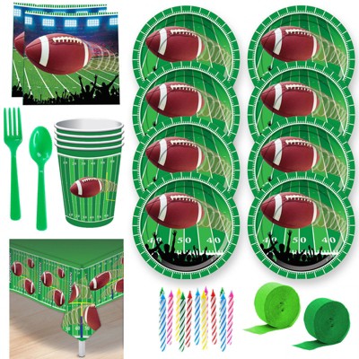 Birthday Express Football Party Deluxe Tableware Kit - Serves 8 Guests