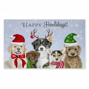 Stupell Industries Happy Howlidays Puppies Printed Outdoor Door Mat, design by Brett Blumenthal, 18"x30" - 1 of 4