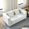 Resenkos 60" 2-Person Sectional Sofa, Plush Teddy Fabric with Deep Seating and 2 Included Accent Pillows, - 4 of 4