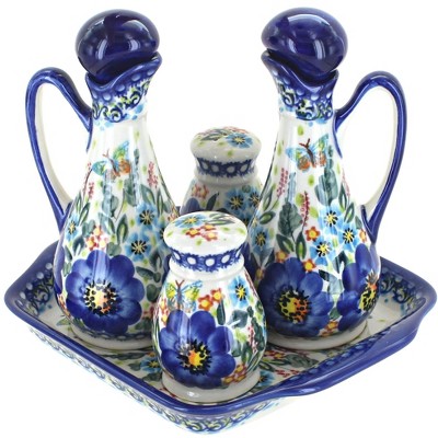 Blue Rose Polish Pottery 41 Vena Table Accessory Set