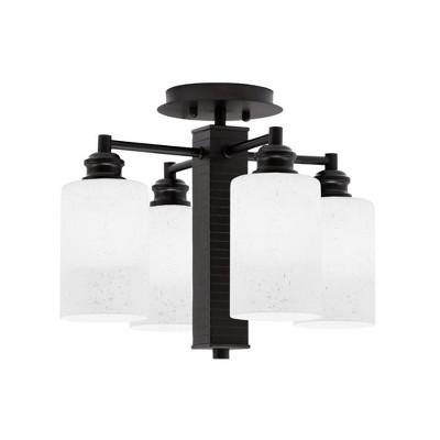 Toltec Lighting Edge 4 - Light Flush Mount in  Espresso with 4" White Muslin Shade