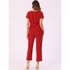 INSPIRE CHIC Women's Round Neck Short Sleeve Belted Asymmetry Tops and Elastic Waist Trousers 2 Piece Sets - 4 of 4