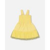 Deux par Deux Girl Smocked Organic Cotton Dress with Mesh Frill Yellow - 3 of 4