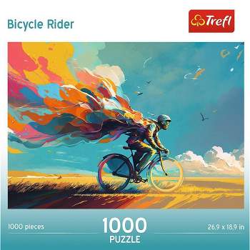 Trefl Bicycle Rider 1000pc Puzzle: Eco-Friendly Flax Paper, Creative Thinking, Travel & Nature Theme