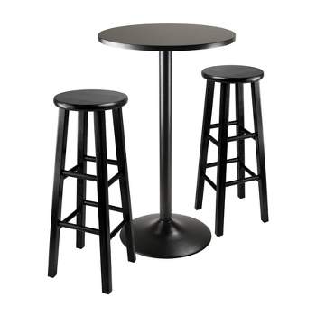 3pc 29" Obsidian Bar Height Dining Set Wood/Black - Winsome