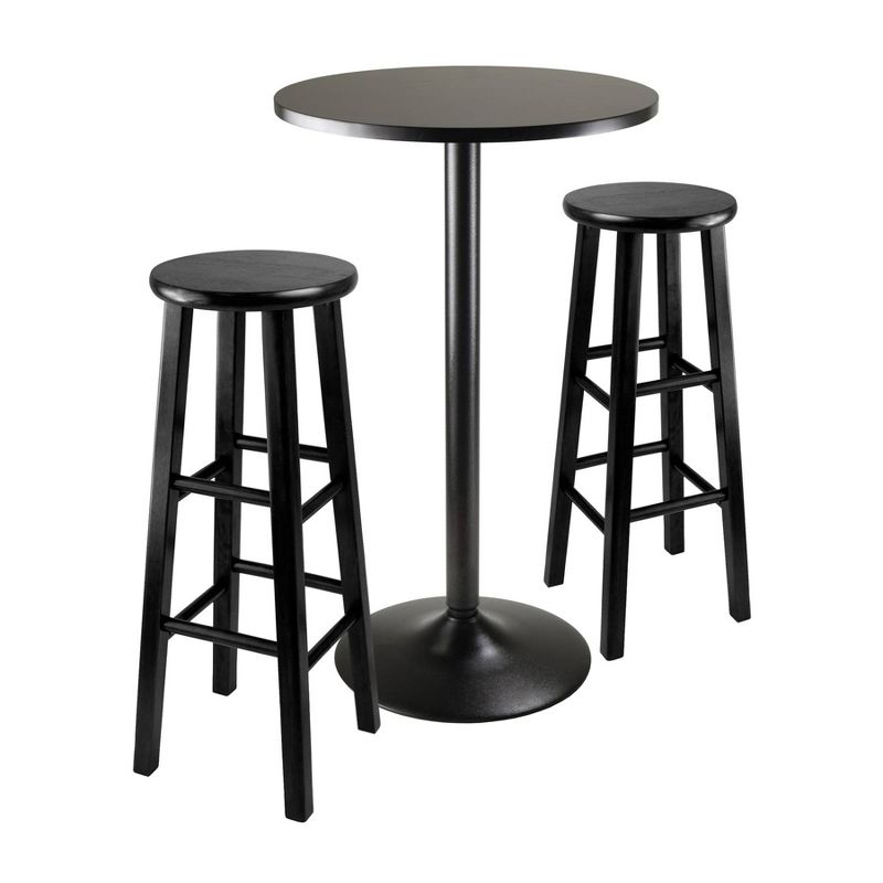 3pc 29&#34; Obsidian Bar Height Dining Set Wood/Black - Winsome, 1 of 14