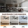 72" Large Smart Ceiling Fans with Light Remote Via Wifi Alexa Reversible Quiet DC Motor 3 CCT Modern Indoor Outdoor Ceiling Fan for Patio Living Room - 4 of 4