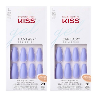 Kiss Gel Fantasy Sculpted Fake Nails - Purple - 2pk - 56ct