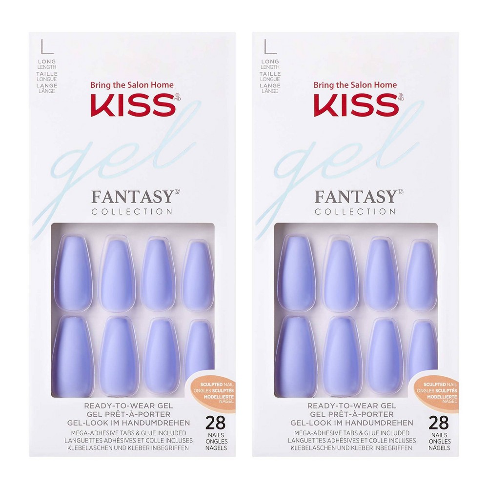 KISS Gel Fantasy Sculpted Fake Nails - Purple - 2pk - 56ct