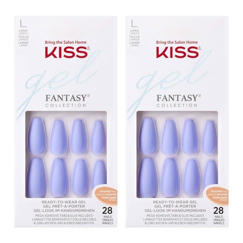 Kiss Gel Fantasy Sculpted Fake Nails - Purple - 2pk - 56ct : Target