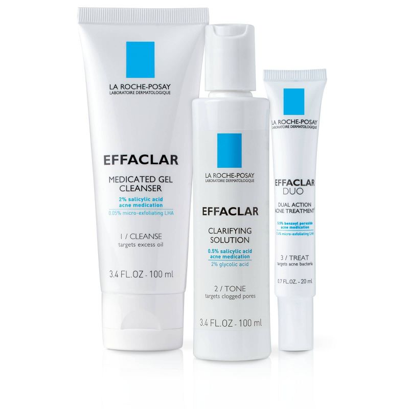 La Roche Posay Effaclar Dermatological Acne Treatment 3-Step System Kit with Medicated Gel Cleanser - 7.5 fl oz, 3 of 10