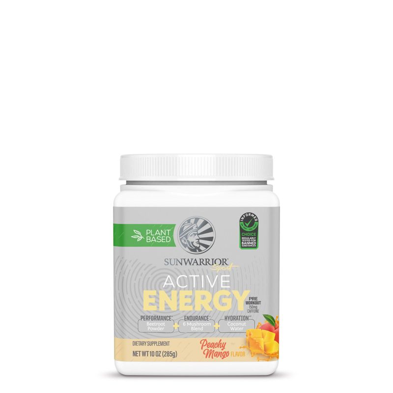 Sunwarrior Active Energy Pre-Workout Plus Hydration Powder, Peachy Mango Flavor, 285g, 1 of 6