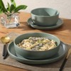 Gibson Elite Pasco 16 Piece (Service for 4) Plates and Bowls Double Bowl Reactive Glaze Dishes Stoneware Ceramic Dinnerware Set - Green - 4 of 4