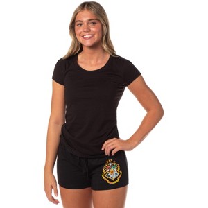 Harry Potter Woman's Junior's Hogwarts Crest Sleep Adult Shorts - 1 of 4