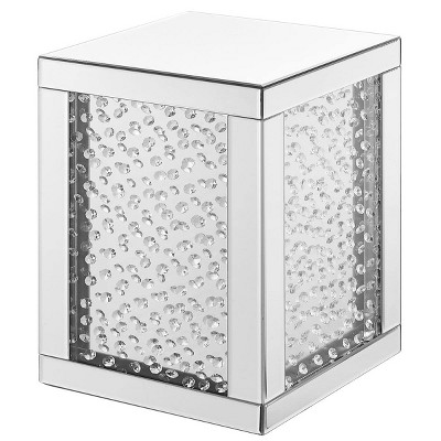 12" Clear Mirrored Crystal Diamond Square End Table