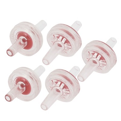 Unique Bargains Plastic Aquarium Air Pump Non-Return One Way Check Valve Red Clear 0.2" Dia 5 Pcs