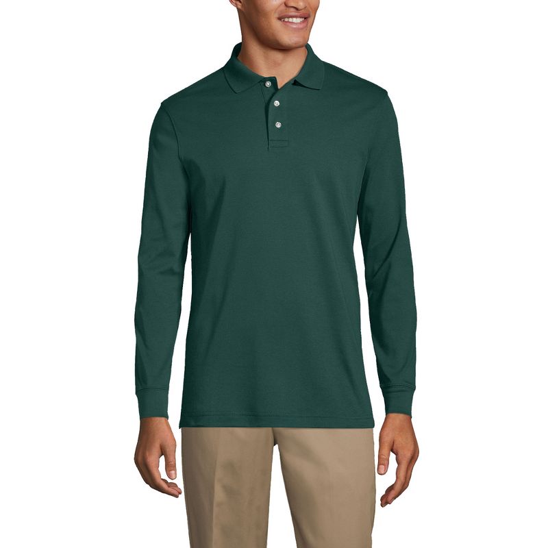 Lands' End School Uniform Men's Long Sleeve Interlock Polo Shirt, 3 of 5