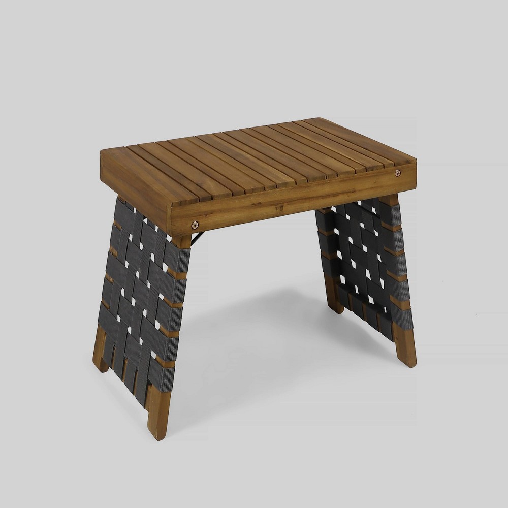 Huntsville Acacia Wood Foldable Side Table - Brown Patina/Gray - Christopher Knight Home: Water-Resistant, No Assembly Required
