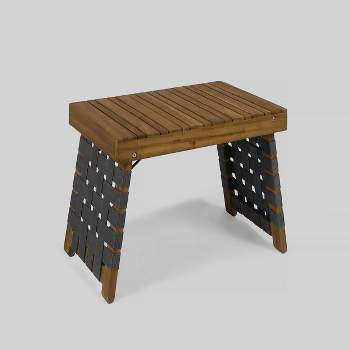 Huntsville Acacia Wood Foldable Side Table - Brown Patina/Gray - Christopher Knight Home