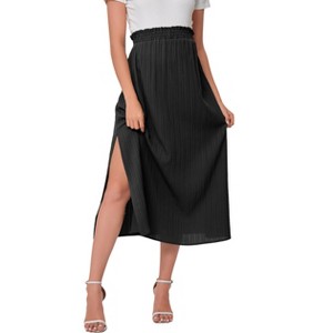 Coolmee Womens Maternity Pleated Maxi Skirt Elastic High Waist Side Slit Swing Skirt Vacation Cruise Outfits - 1 of 3