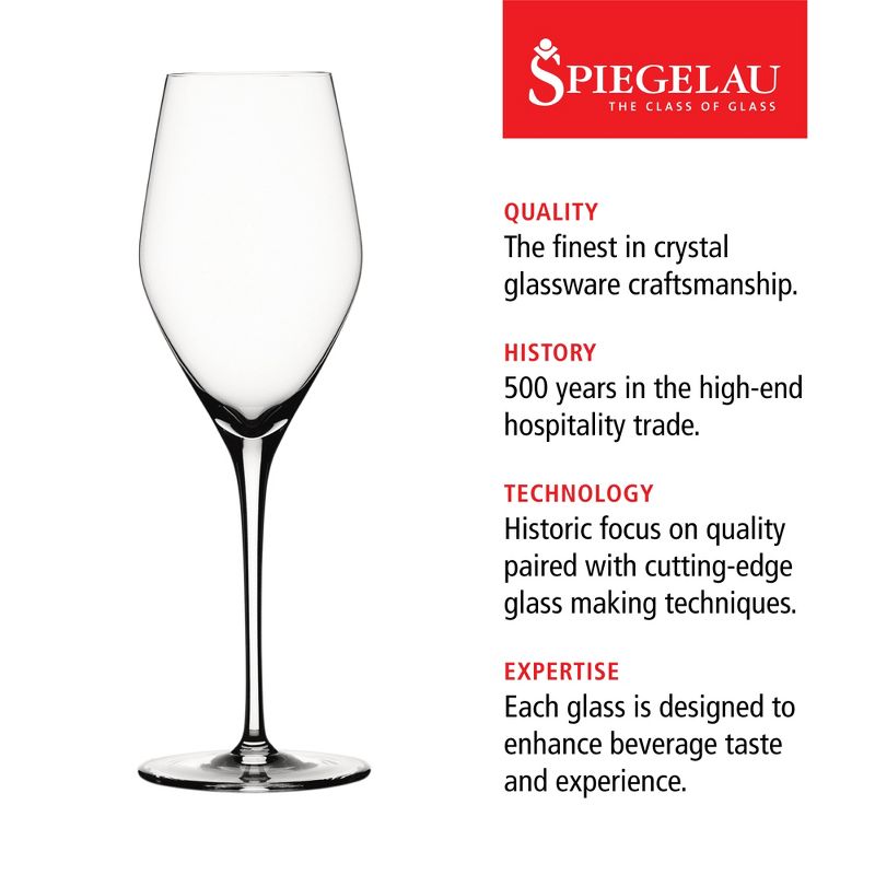 Spiegelau Prosecco Wine Glasses Set of 4 - Crystal, Classic Stemmed, Dishwasher Safe, Professional Quality Wine Glass Gift Set - 9.1 oz, Clear, 5 of 10