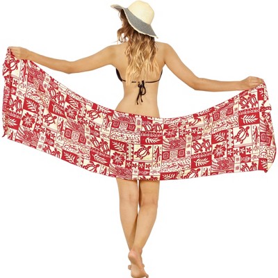 LA LEELA Women's Cover ups Pareo Wraps Sarong One Size Red