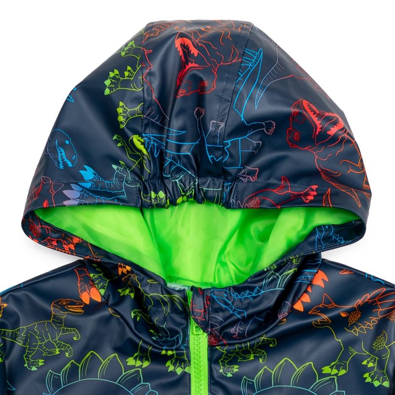 Dreamwave Dinosaur Zip-Up Waterproof Hooded Rain Jacket Coat Navy , 3 of 8