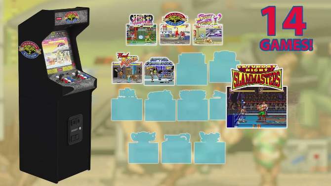 Arcade1Up Street Fighter II CE HS-5 Deluxe Arcade Machine, Compact 5' Tall Stand-Up Cabinet with 14 Classic Games and 17" BOE screen, 2 of 8, play video