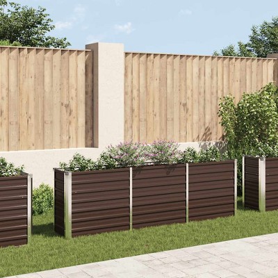 vidaXL Raised Bed Brown Galvanized steel Large Durable Raised Bed