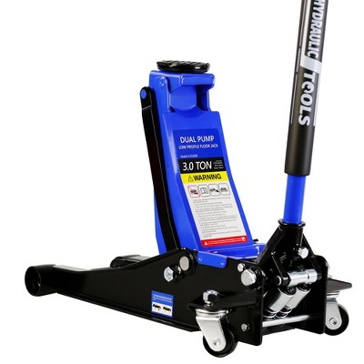 3 Ton Low Profile Floor Jack, Heavy Duty Steel Racing Floor Jacks with Dual Piston Quick Lift Pump, 3 Ton (6,600 Lb) Capacity, Lift Range 3.3"-18.5"
