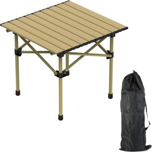 SEVOBAL Portable Folding Camping Table Lightweight Roll-up Outdoor Table with Carry Bag Collapsible Picnic Table for Beach BBQ, Beige, 54"*54"*15" - 1 of 4