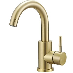 BWE Single Hole Single-Handle High Arc Bathroom Faucet With Swivel Spout in Stainless Steel - 1 of 4