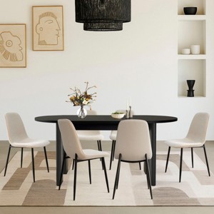 7-Pcs Modern Dining Set For 6,Black Oval Dining Table & Armless Dining Chair with Metal Leg Upholstered Kitchen Chair for Dining Room-Tanpinhause - 1 of 4