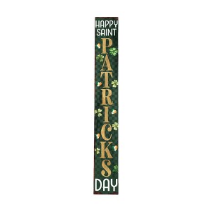 HomeRoots 72" Gold Green And White Solid Wood Happy St Patrick's Day Porch Sign - 1 of 4