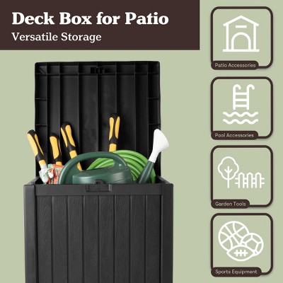Black 50 Gallon Lockable Plastic Deck Storage Box