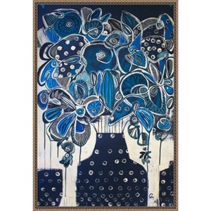 Amanti Art Indigo Floral Abstract by Gabriela Avila Canvas Wall Art Print Framed 16 x 23-in. - 1 of 4