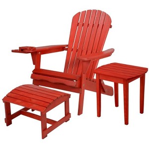 Jiallo Foldable Adirondack Chair with cup holder Bristro Set with Ottoman - 1 of 4