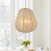 Gold Fabric Teardrop Pendant Light, Modern 3-Light Candelabra Chandelier Fixture, Elegant Lantern Design for Entryway, Bedroom, or Living Room - 2 of 4