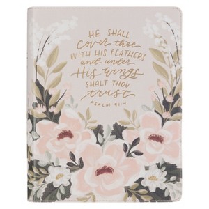 KJV Note-Taking Bible Faux Leather Under His Wings, Cream Floral Printed Ps. 91:4 - (Paperback) - 1 of 1