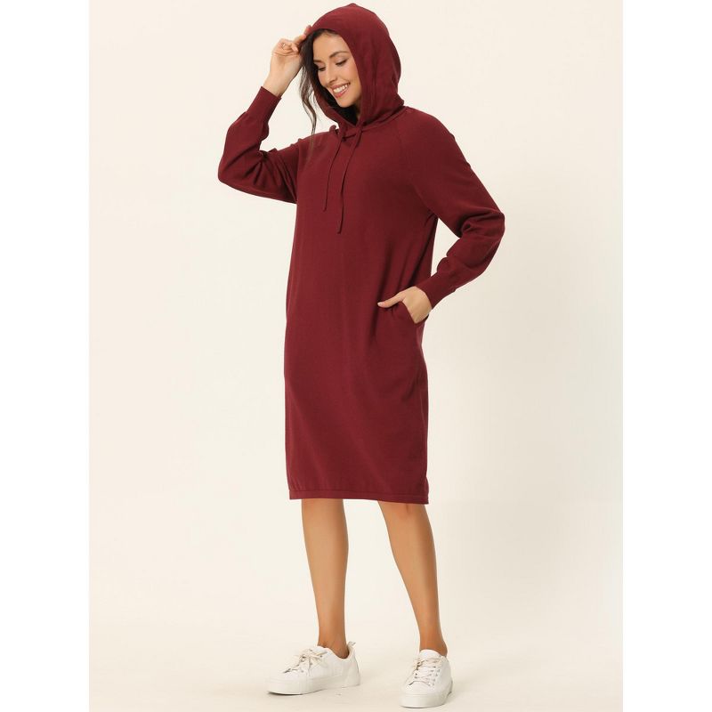 Seta T Womens' Casual Pullover Sweatshirt Long Sleeve Hoodie Dress with Pockets, 3 of 6
